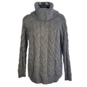 Joie Gray Chunky Cable Knit Turtleneck Sweater Size XS